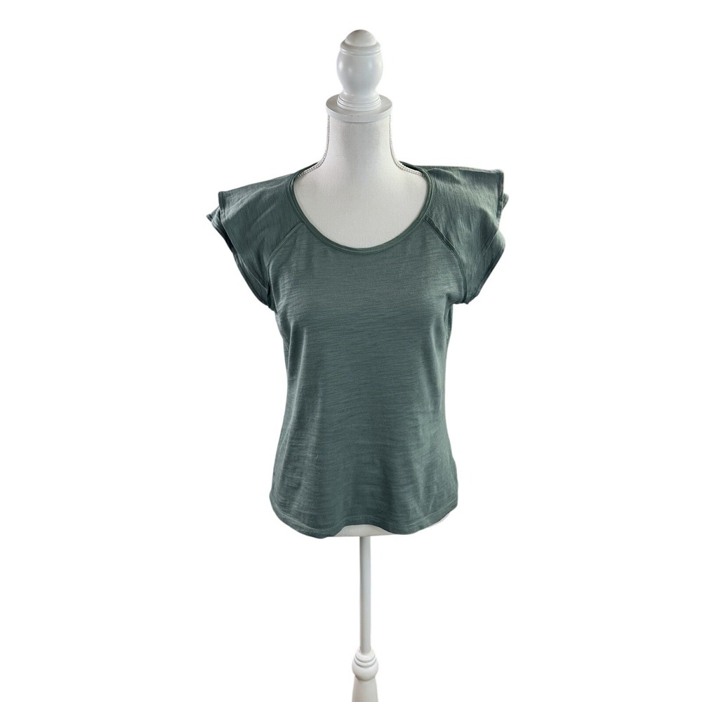 Catherine Malandrino Green Flutter Sleeve T-Shirt Small